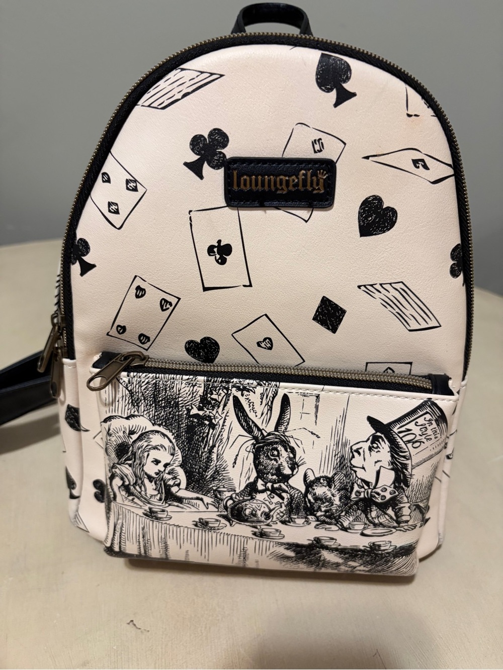 Loungefly Cream & Black Alice Tea Party Mini Backpack Rare LNWOT - Picture 16 of 16